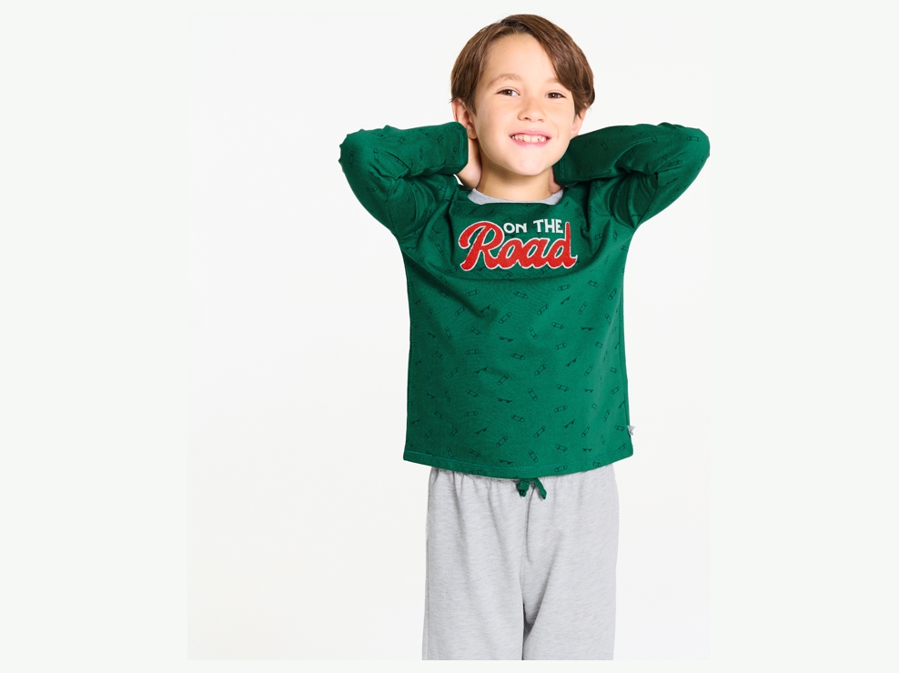 Pyjama 2 pièces en jersey vert Garçon 1