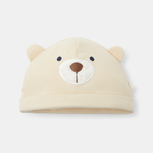 Unisex beige bear beanie from birth 1