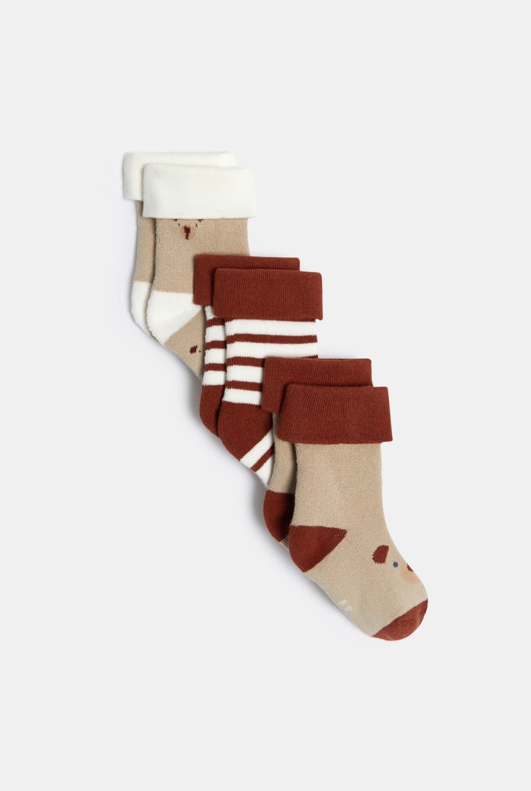 Calcetines cálidos oso marrón bebé niño (pack de 3) 1