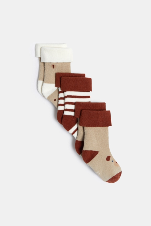 Chaussettes chaudes ourson marron bébé garçon (lot de 3) 1