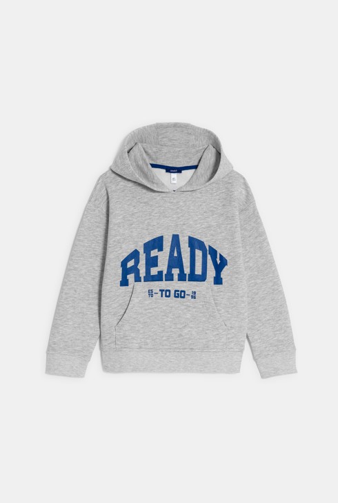 Boy's grey marl slogan sweatshirt 2