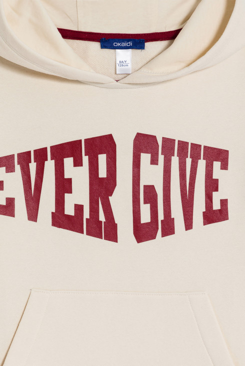 Boy's beige slogan sweatshirt 2