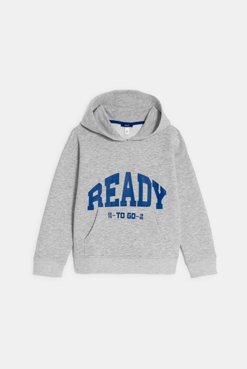 Grau meliertes Sweatshirt mit Schriftzug für Jungen 1