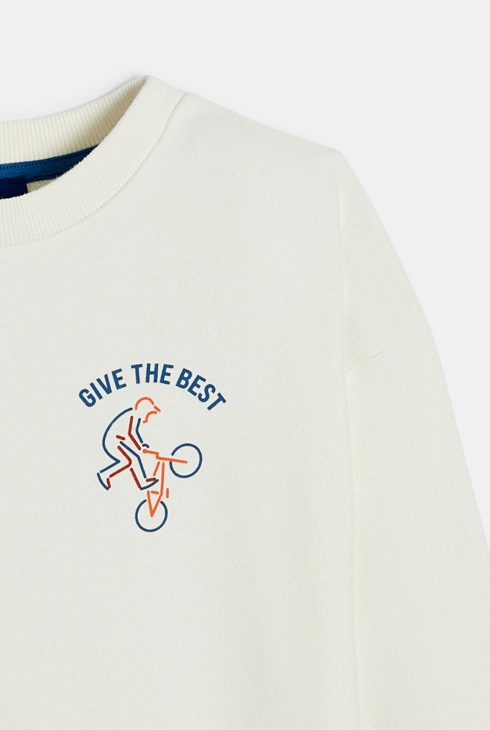 Sweat-shirt à message motif dos blanc Garçon 2