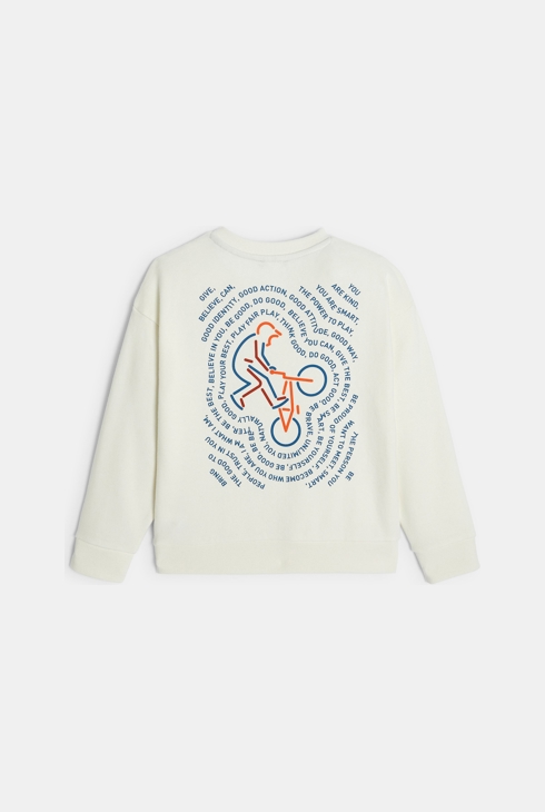 Weißes Sweatshirt mit Schriftzug auf dem Rücken Jungen 2