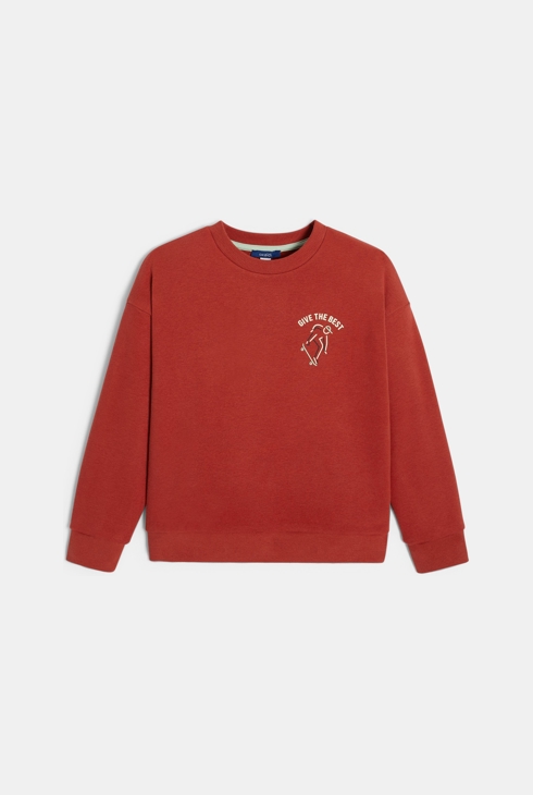 Sweat-shirt à message motif dos rouge Garçon