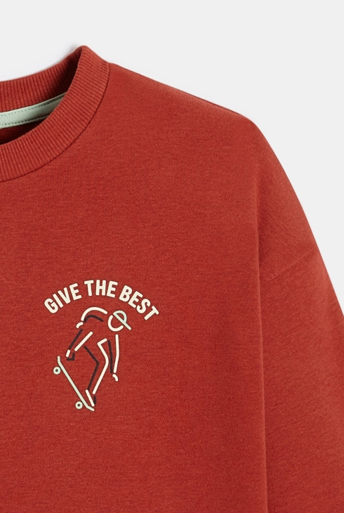 Sweat-shirt à message motif dos rouge Garçon