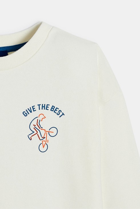 Dessuadora camisa amb missatge estampat esquena blanc nen 2