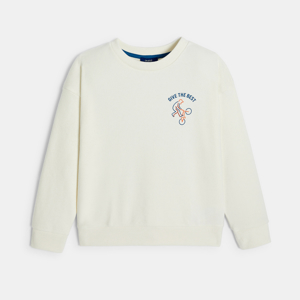 Witte sweater met tekst op de rug voor jongens 1