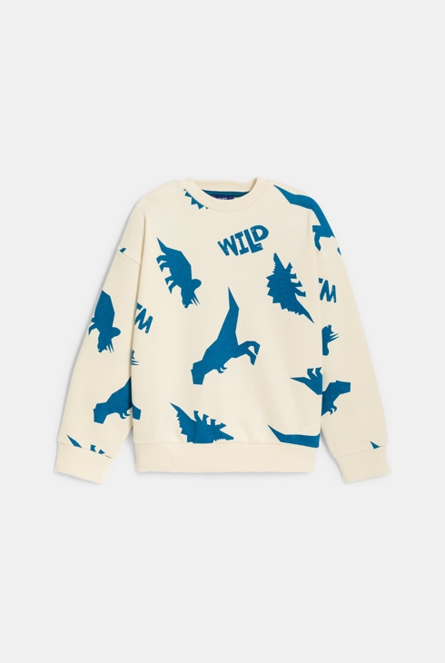 Ecrufarbenes Sweatshirt mit Dinosauriermotiv Jungen 1