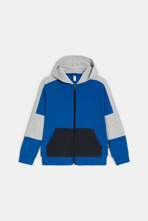 Sweat-shirt à capuche colorblock bleu Garçon
