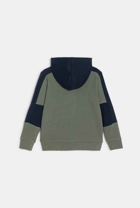 Khakifarbener Hoodie Colorblock Jungen 2