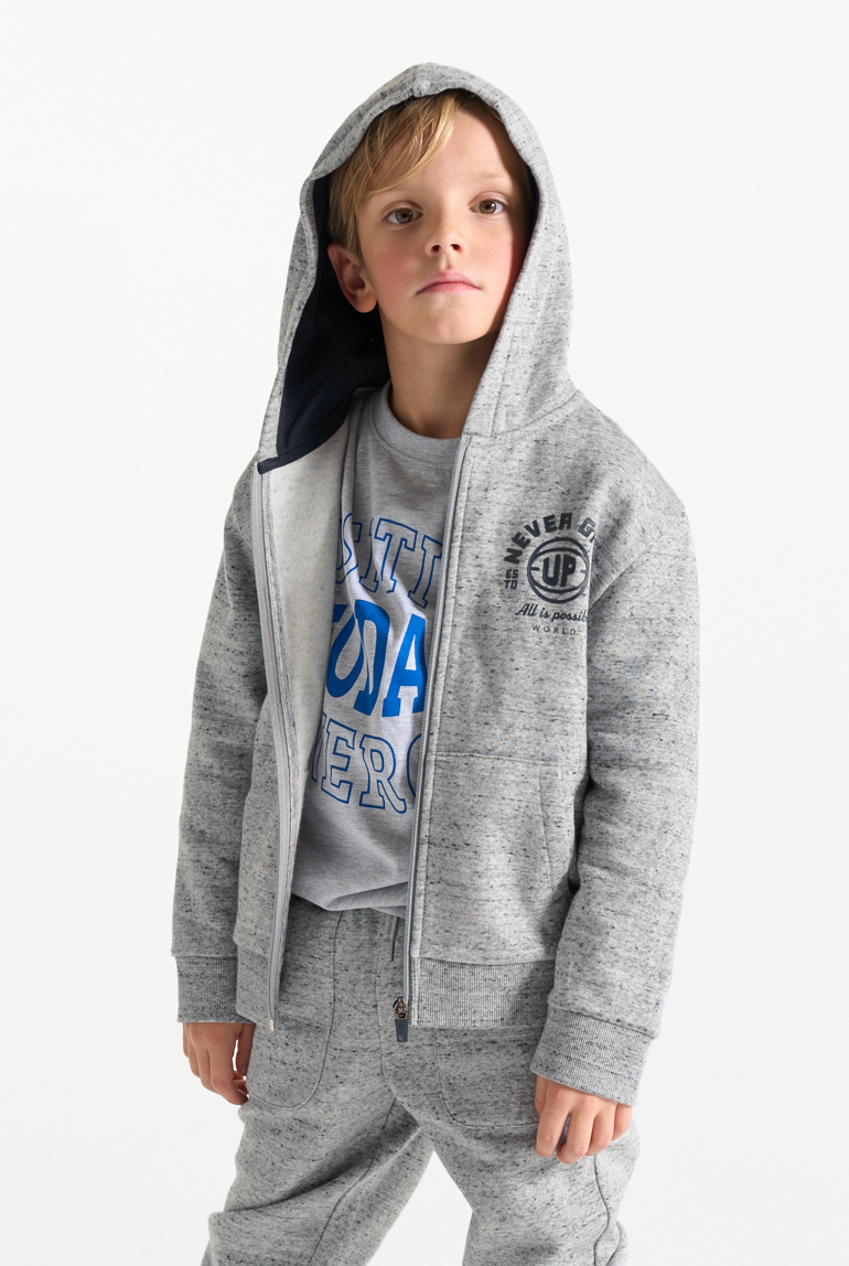 Sudadera con capucha gris niño 1