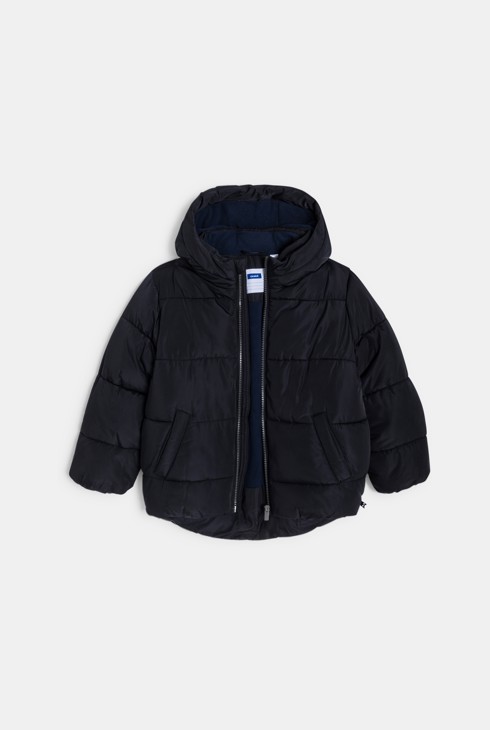 Doudoune chaude à capuche noir Garçon