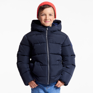 Boy's longline green hooded down jacket 1