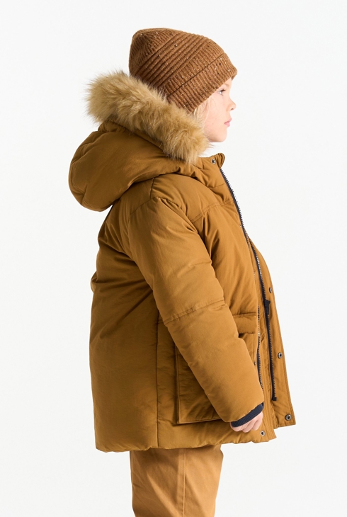 Parka mit Kapuze gefüttert hellbraun Jungen 1
