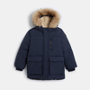 Parka fourrée à capuche bleu marine Garçon