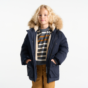 Parka fourrée à capuche bleu marine Garçon 1