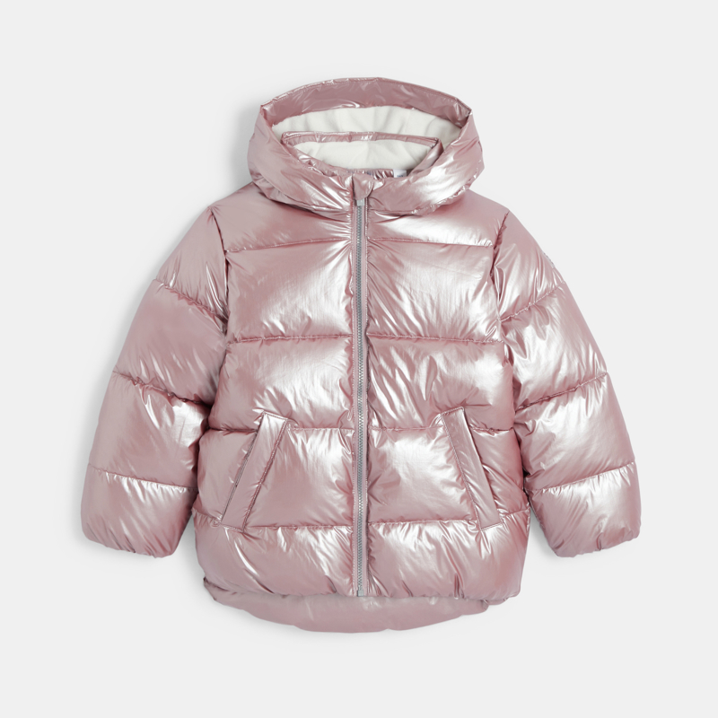 Girls pink metallic warm down jacket Okaidi Obaibi