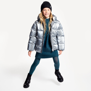 Girls' grey metallic warm down jacket 1