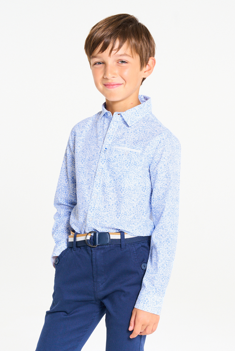 Chemise imprimée bleu pastel Garçon 1