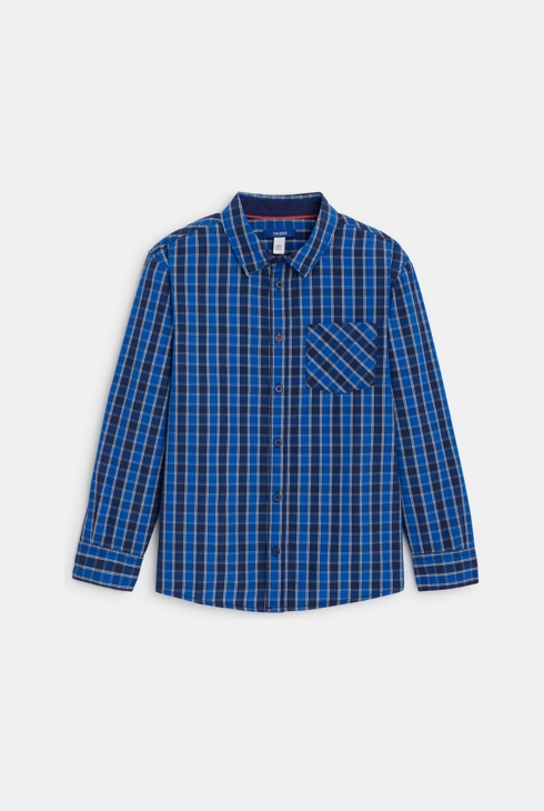 Camicia blu a quadri per bambino 1