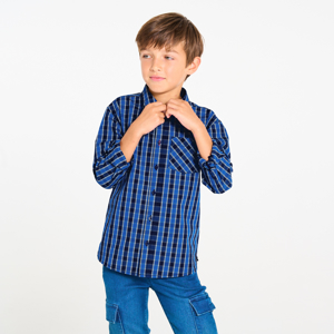 Boy's blue checked shirt 1