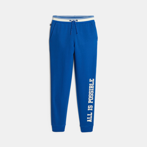 Boy's blue joggers with slogan 1