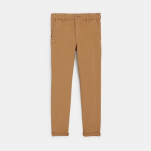 Pantalón chino liso marrón niño 1