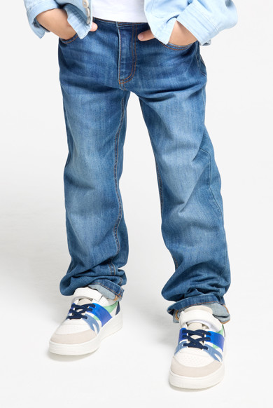 Boy's blue heavy-duty straight-leg jeans Okaïdi & Obaïbi