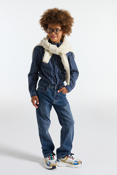 Jeans dritti ultra resistenti blu bambino 1