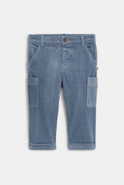 Pantalon à poches velours côtelé bleu bébé garçon