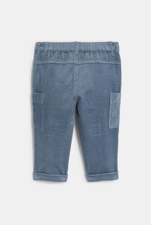 Pantalon à poches velours côtelé bleu bébé garçon