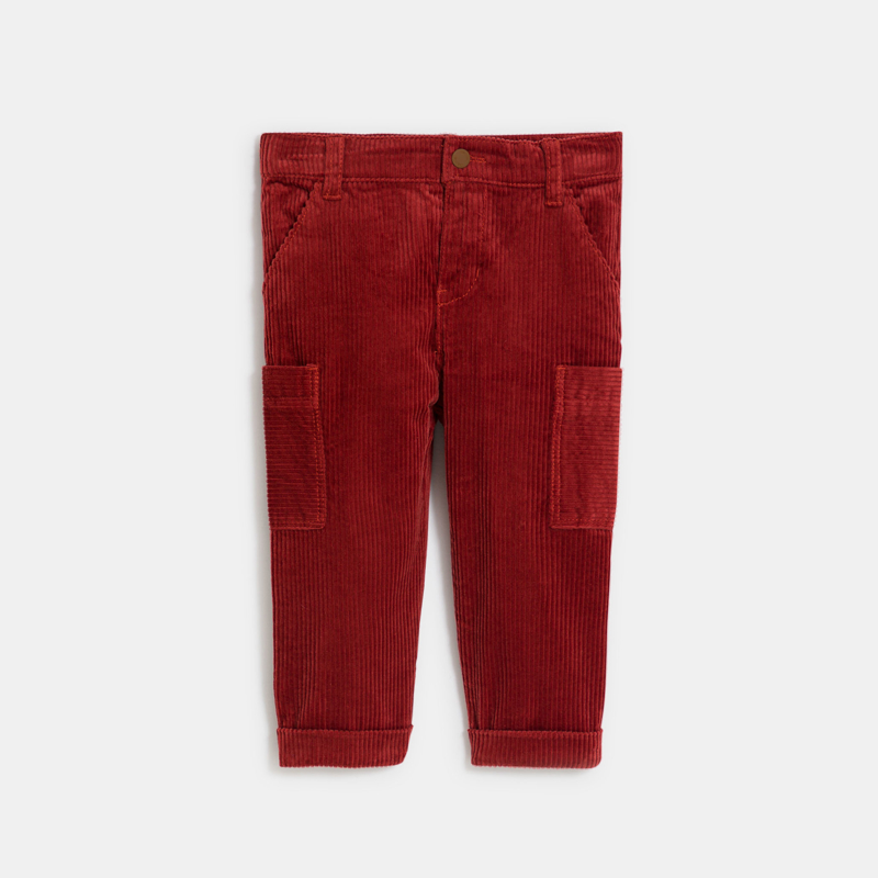 OBAIBI - Pantalon à poches velours côtelé rouge bébé garçon - Garcon