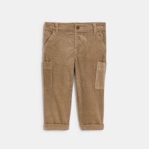 Beige broek van corduroy met zakken voor babyjongens 1