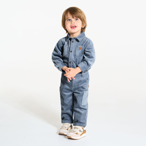 Blauwe broek van corduroy met zakken voor babyjongens 1