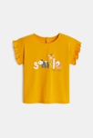 T-shirt manches smockées jaune bébé fille