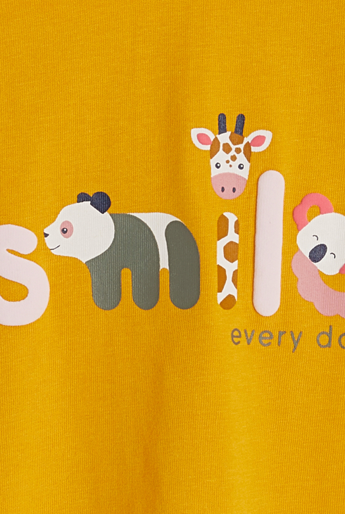 T-shirt manches smockées jaune bébé fille 2