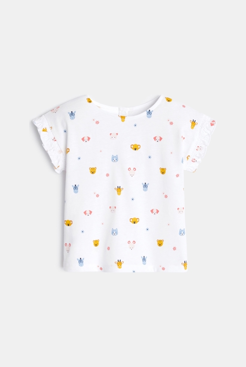 Bela majica z nabranimi kratkimi rokavi za dojenčice 1