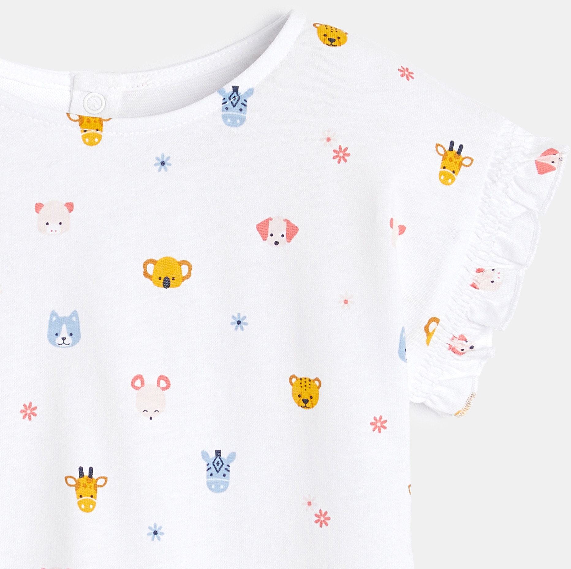 Bela majica z nabranimi kratkimi rokavi za dojenčice 2