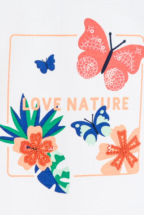 Weißes T-Shirt mit gesmokten Ärmeln Kleinkind Mädchen 2