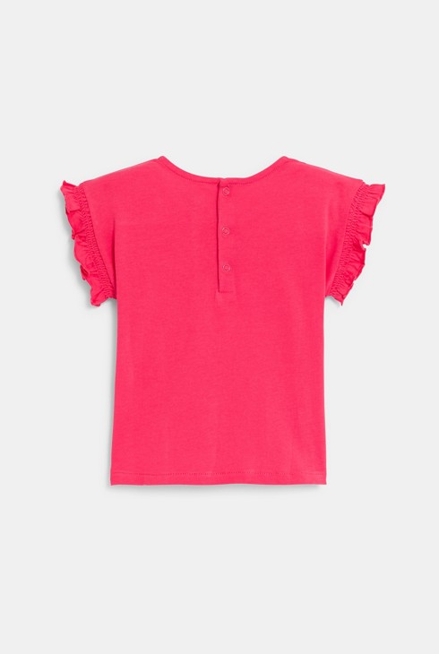 T-shirt manches smockées rose bébé fille 2