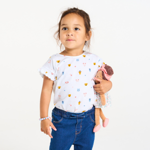 T-shirt manches smockées blanc bébé fille 1