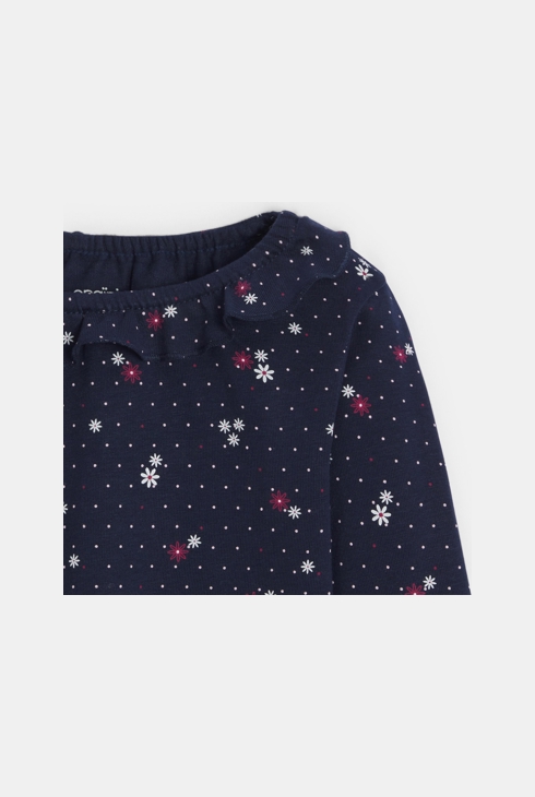 T-shirt fleuri bleu marine bébé fille