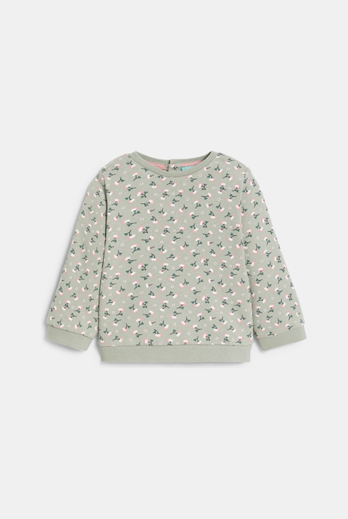 Sweat molleton fleuri gris bébé fille 1