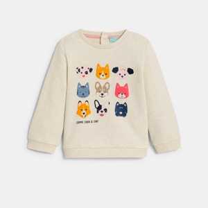 Roze sweater van joggingstof met dierenprint voor babymeisjes 1