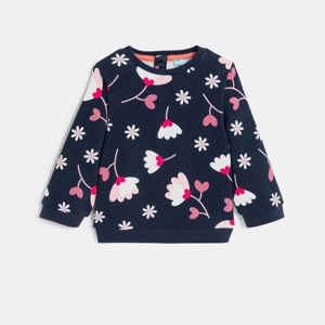 Sudadera muletón de flores azul marino bebé niña 1