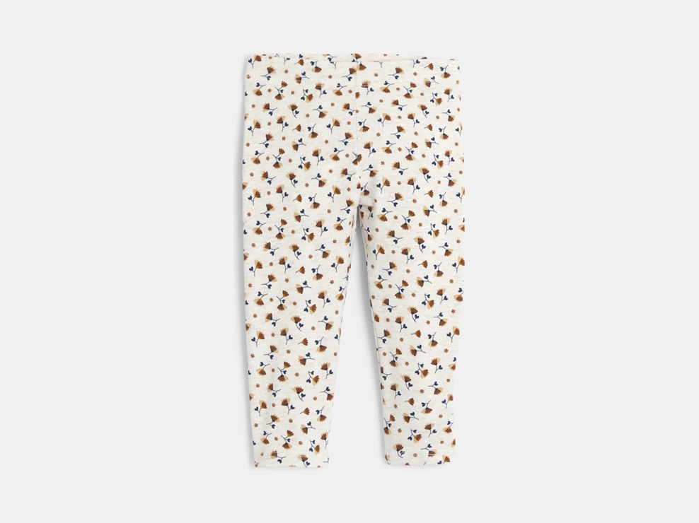 Leggings bianchi con stampa floreale per neonata 1