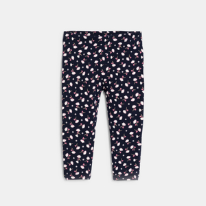 Marineblauwe legging met bloemenprint voor babymeisjes 1