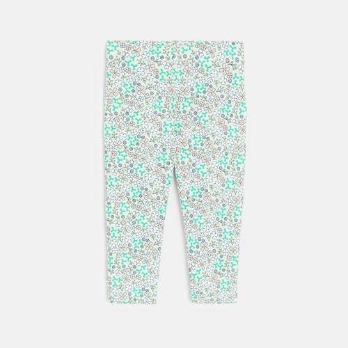 Legging imprimé fleuri vert bébé fille 1